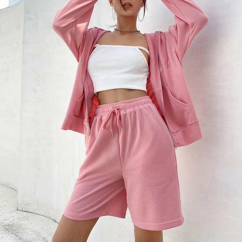 Puloru Autumn Casual Women Two-piece Sports Wear Solid Color Loose Tracksuits Hooded Jackets and Elastic Waist Shorts Streetwear
Puloru Autumn Casual Women Two-piece Sports Wear Solid Color Loose Tracksuits Hooded Jackets and Elastic Waist Shorts Streetwear