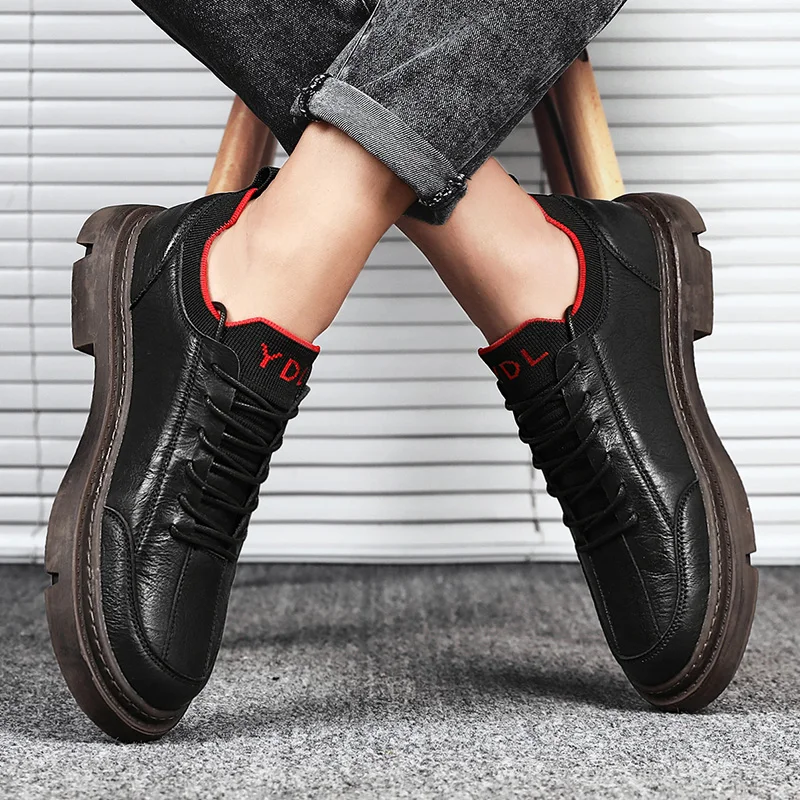 Best Selling Men Sock Casual Shoes Black Khaki Leather Casual Sneakers Man Comfortable Casual Adult Shoes Rubber Flats Men Shoe
Best Selling Men Sock Casual Shoes Black Khaki Leather Casual Sneakers Man Comfortable Casual Adult Shoes Rubber Flats Men Shoe
