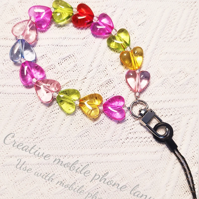 Color crystal heart-shaped bracelet short mobile phone lanyard for iphone, millet and Samsung mobile phone universal lanyard
Color crystal heart-shaped bracelet short mobile phone lanyard for iphone, millet and Samsung mobile phone universal lanyard