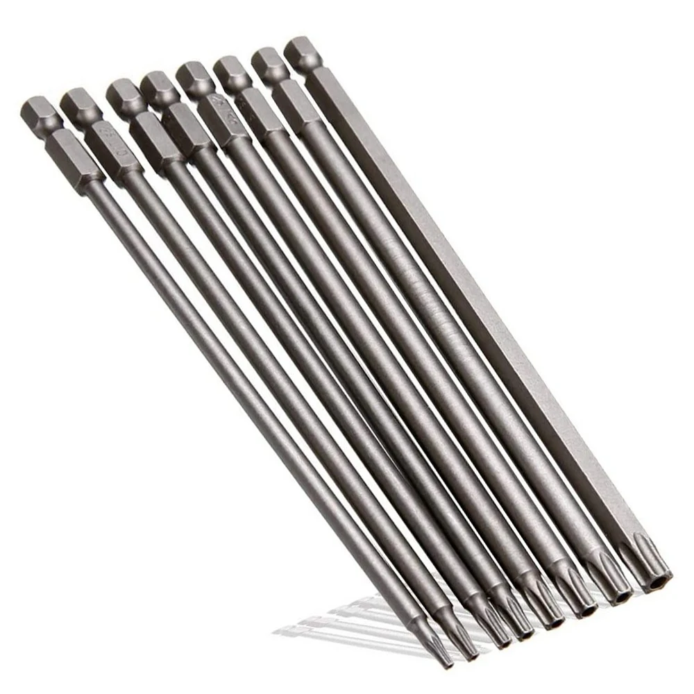 

8Pcs 150mm Torx Screwdriver Drill Bit Set S2 Alloy Steel Magnetic Screw Driver Bits 1/4 Hex Shank T8 T10 T15 T20 T25 T27 T30 T40