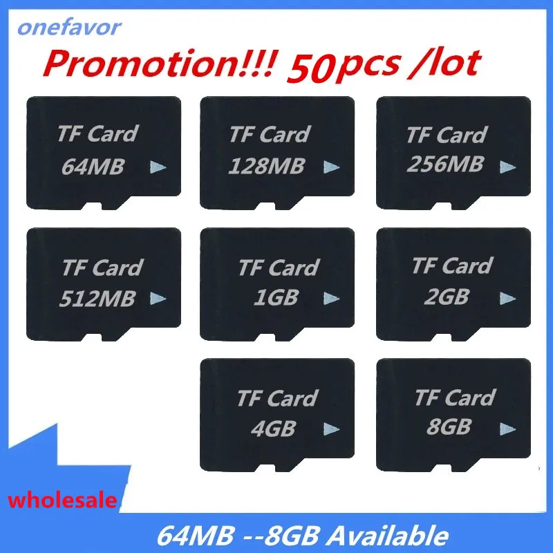 

Wholesale!! 50PCS/LOT TF Card 64MB 128M 256MB 512MB 1GB 2GB 4GB 8GB Micro Memory Card Transflash Card TF Flash Card