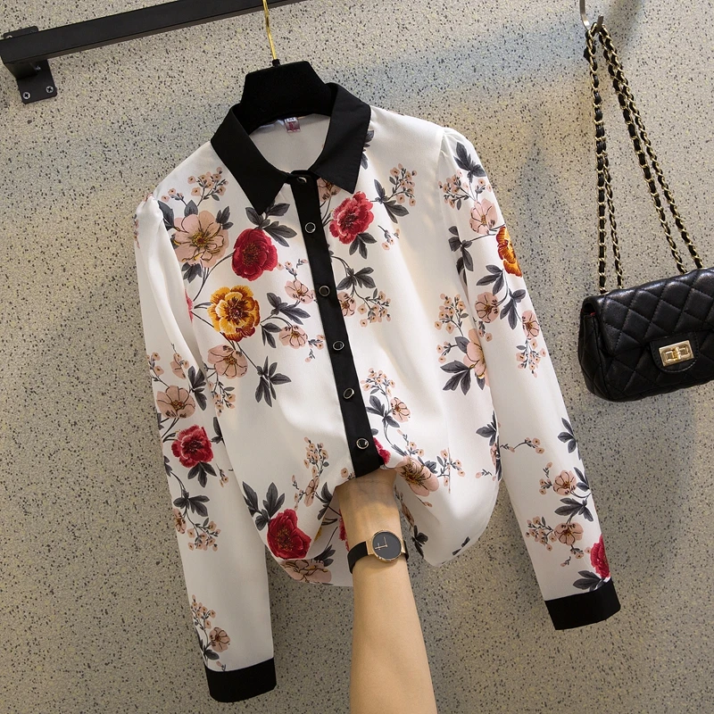 Vintage Floral Print Shirt Women 2021 Spring Korean Long Sleeve Chiffon Blouse Fashion Tops 
Vintage Floral Print Shirt Women 2021 Spring Korean Long Sleeve Chiffon Blouse Fashion Tops