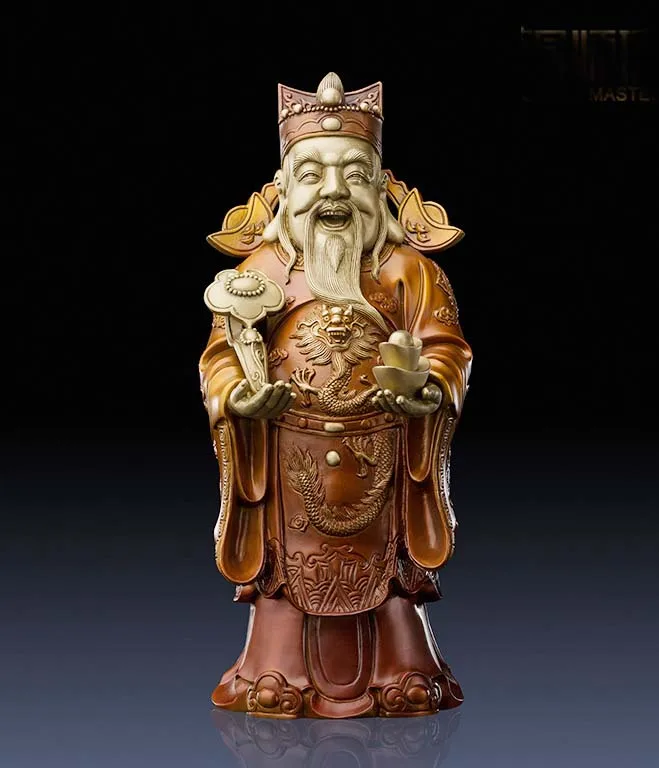

32CM LARGE GLOBAL LIMITED EDITION THRIVING BUSINESS GOOD LUCK CAI SHEN GOD OF WEALTH BRASS SCULPTURE HOME OFFICE ORNAMENT GIFT