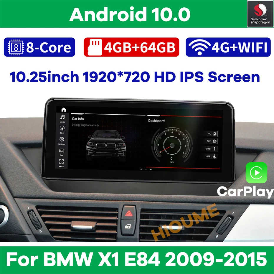 Автомобильный мультимедийный плеер 10 25 дюйма Snapdragon Android 0 GPS навигация для BMW X1 E84 2009 2015 с BT Wi Fi 4G 1920*720P