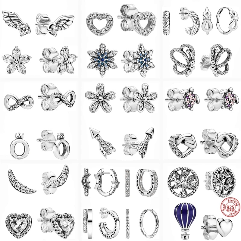 Real 925 Sterling Silver Heart Arrow Feather Snowflake Star Moon CZ Zircon Earrings Fit Brand Charm Women Fashion Jewelry Gift
Real 925 Sterling Silver Heart Arrow Feather Snowflake Star Moon CZ Zircon Earrings Fit Brand Charm Women Fashion Jewelry Gift