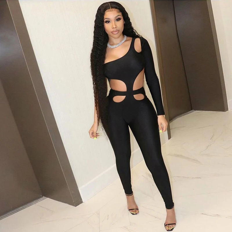 2021 Summer Women One Shoulder Hollow Out Jumpsuit Sexy Skinny Long Sleeve Overall Sport Wear For Women 
2021 Summer Women One Shoulder Hollow Out Jumpsuit Sexy Skinny Long Sleeve Overall Sport Wear For Women