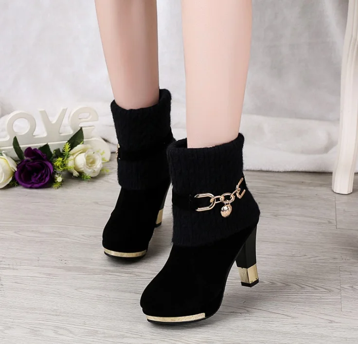 Winter New Thick with Shoes Women's Boots High-heeled Female Boots Frosted Wool In The Martin Boots Women Women's Shoes 35-43
Winter New Thick with Shoes Women's Boots High-heeled Female Boots Frosted Wool In The Martin Boots Women Women's Shoes 35-43