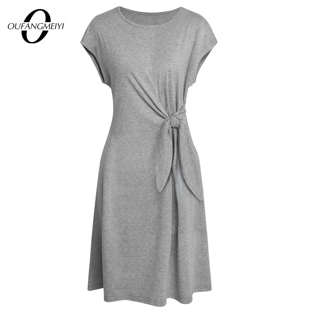 Women Daily Casual Pure Color O Neck Cap Sleeve Tie Waist Fitted Mini Dress 1EA212
Women Daily Casual Pure Color O Neck Cap Sleeve Tie Waist Fitted Mini Dress 1EA212