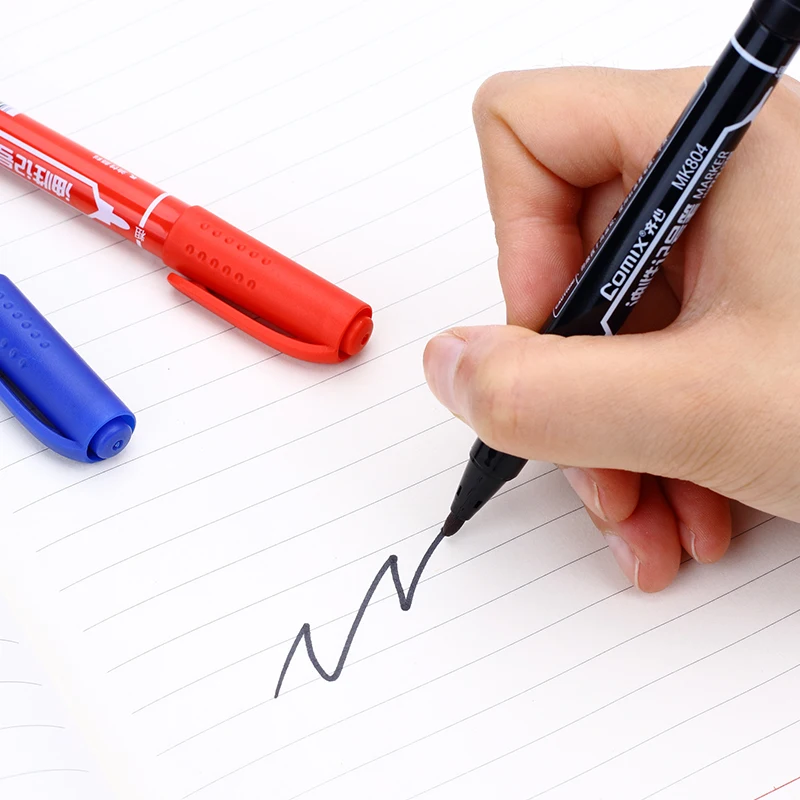 12 Pcs COMIX MK804 small double headed oily mark pen permanent ink black red blue
12 Pcs COMIX MK804 small double headed oily mark pen permanent ink black red blue