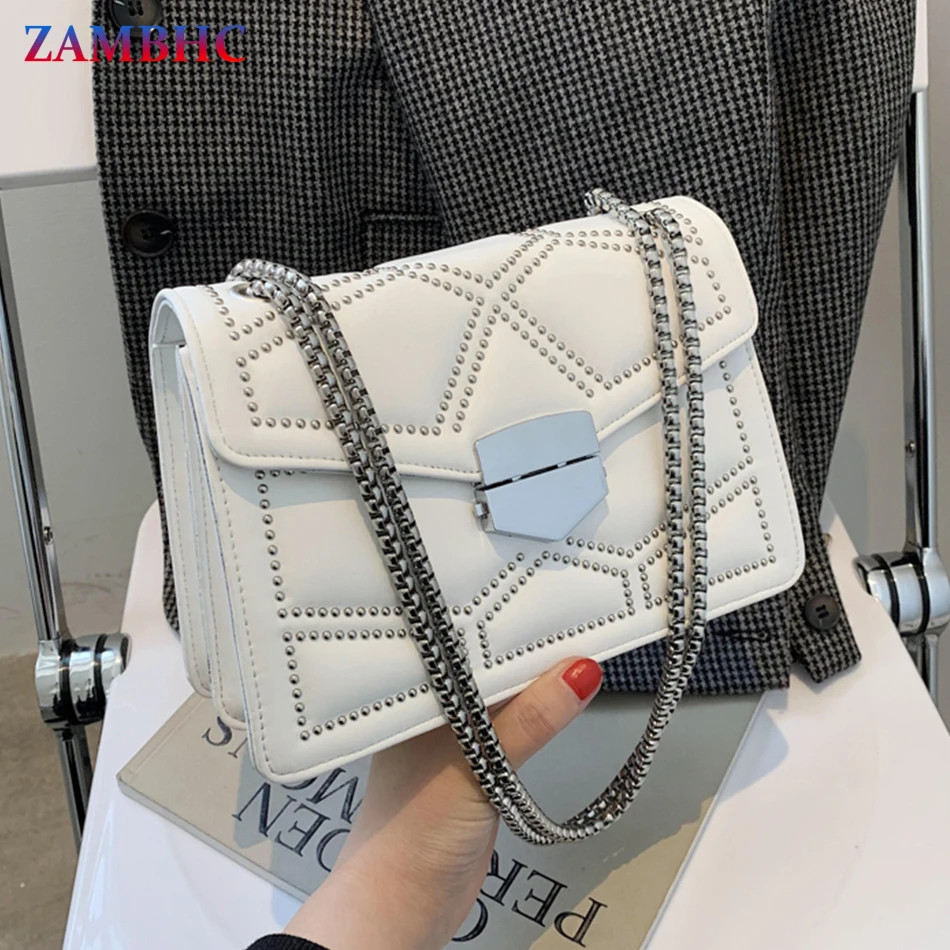 Fashion Rivet Chain Women's Flap Bag Pu Leather Shoulder Bags for Women 2021 Purses and Handbags Luxury Designer Lady Phone Sac
Fashion Rivet Chain Women's Flap Bag Pu Leather Shoulder Bags for Women 2021 Purses and Handbags Luxury Designer Lady Phone Sac