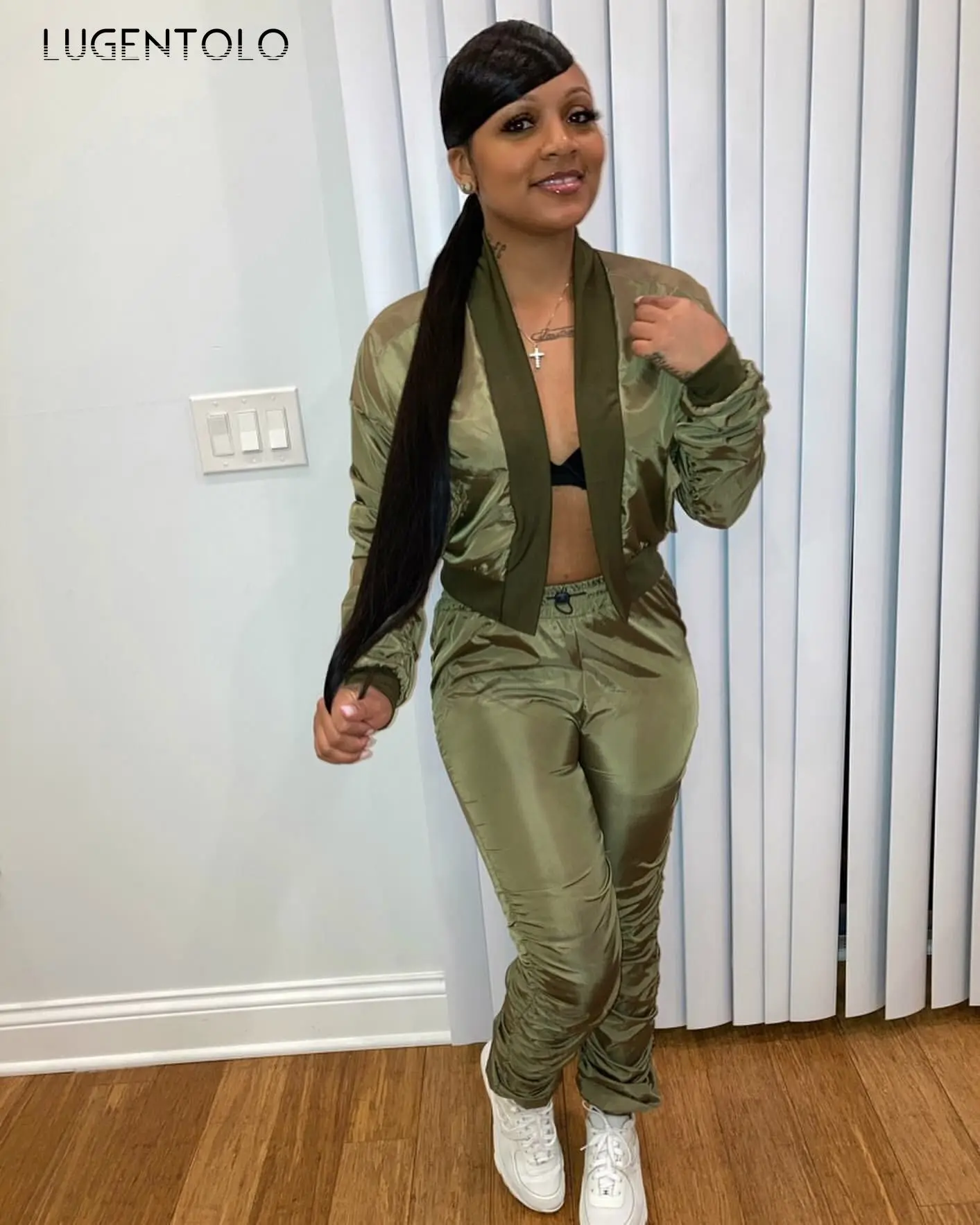 Lugentolo Two Piece Set Womenlong Sleeve Short Top Long Pants Fashion Casual Solid Color Sport Outfit for Woman Sets
Lugentolo Two Piece Set Womenlong Sleeve Short Top Long Pants Fashion Casual Solid Color Sport Outfit for Woman Sets