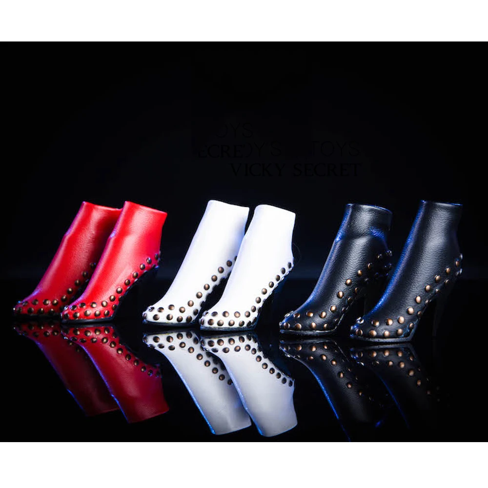 

1/6 Scale Female Figure Accessory Rivet Booties Short Boots 18XG35 PU Solid Inside boots Model Toys Gift Collection