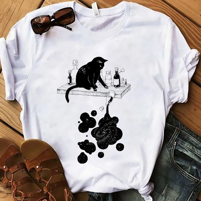 Black Cat and Ink Graphic Print T Shirts Women Harajuku Ullzang Fashion T-shirt 90s Graphic Funny Tshirt Summer Top Tee Female
Black Cat and Ink Graphic Print T Shirts Women Harajuku Ullzang Fashion T-shirt 90s Graphic Funny Tshirt Summer Top Tee Female