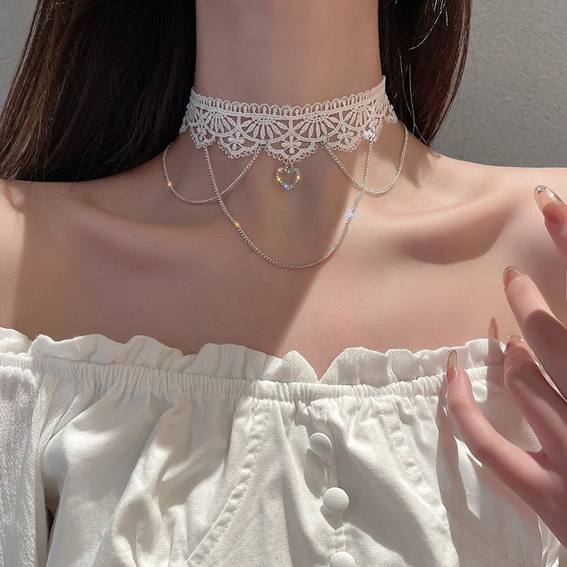 European and American Trendy Clavicle Chain Flower Lace Full Rhinestone Hollow Goth Love Heart Bow Necklace Jewelry wholesale
European and American Trendy Clavicle Chain Flower Lace Full Rhinestone Hollow Goth Love Heart Bow Necklace Jewelry wholesale