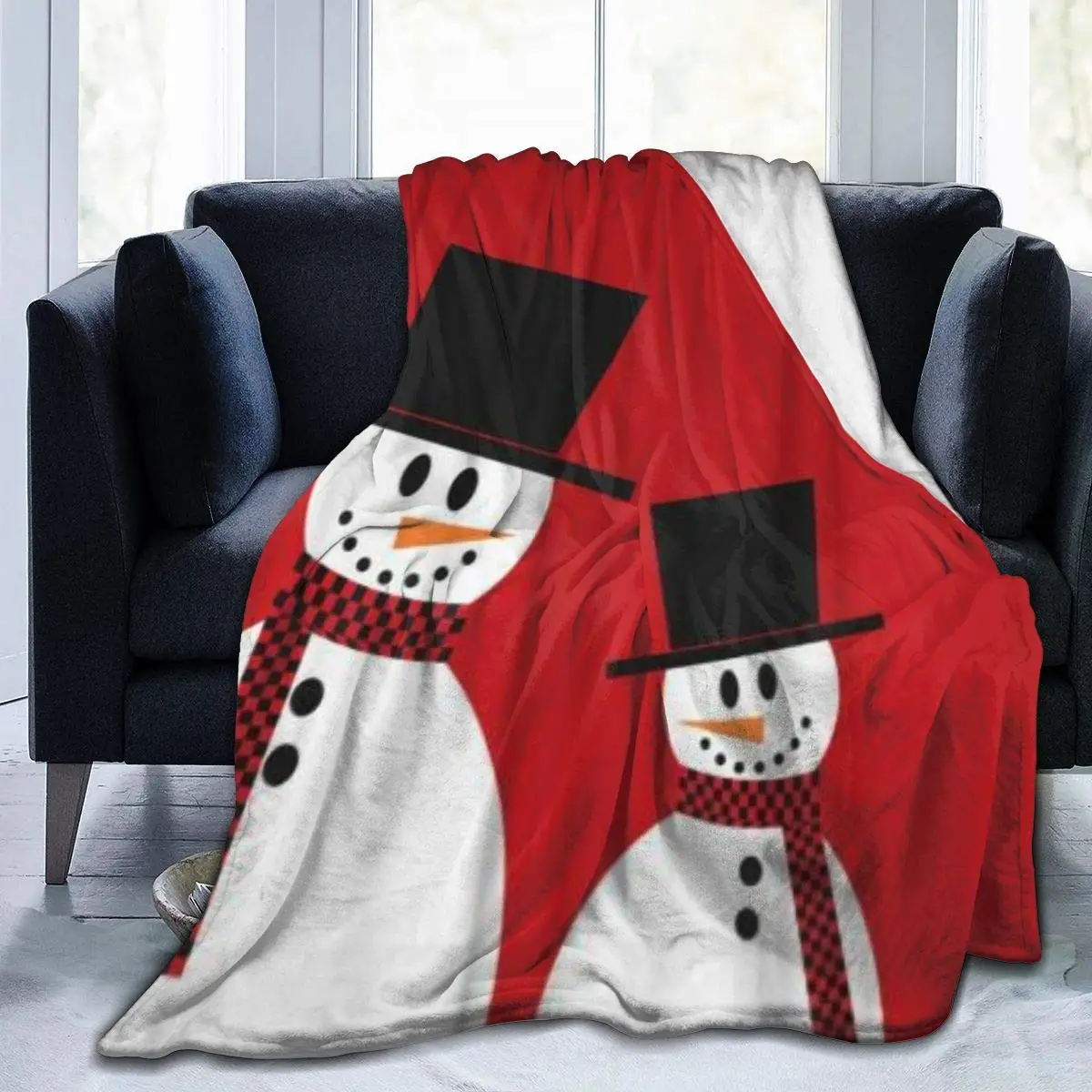 

Плед для детей, подростков, взрослых, легкий мягкий теплый рождественский мультяшный милый снеговик из микрофибры для всесезонной гостиной