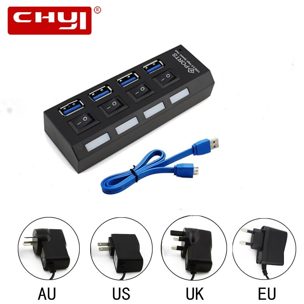 USB 3 0 концентратор высокой скорости питания ed 4 порта сплиттер адаптер все в одном