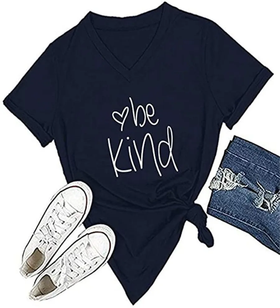 The new summer 2020 women's top BE KIND monogram print casual loose-fitting V-neck short sleeve T-shirt
The new summer 2020 women's top BE KIND monogram print casual loose-fitting V-neck short sleeve T-shirt