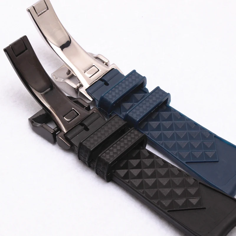 22mm Rubber Silicone Watchband Black Blue Watch Strap For IWC PILOT PORTUGIESER IW323101 With Folding Clasp
22mm Rubber Silicone Watchband Black Blue Watch Strap For IWC PILOT PORTUGIESER IW323101 With Folding Clasp