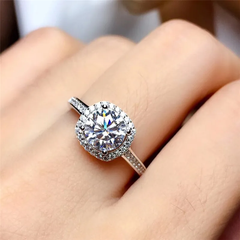 LeeChee Moissanite кольцо 1CT VVS 6 5 мм лабораторный алмаз с сертификатом для женщин