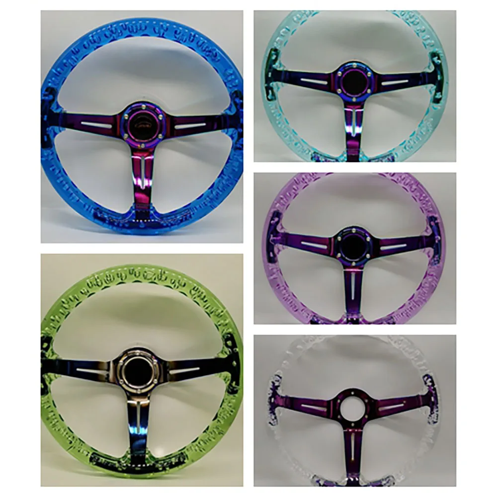 New Sports 14inch 350mm Transparent Discoloration 70mm Racing Motorsport Acrylic Steering Wheel With Logo Horn Button
New Sports 14inch 350mm Transparent Discoloration 70mm Racing Motorsport Acrylic Steering Wheel With Logo Horn Button