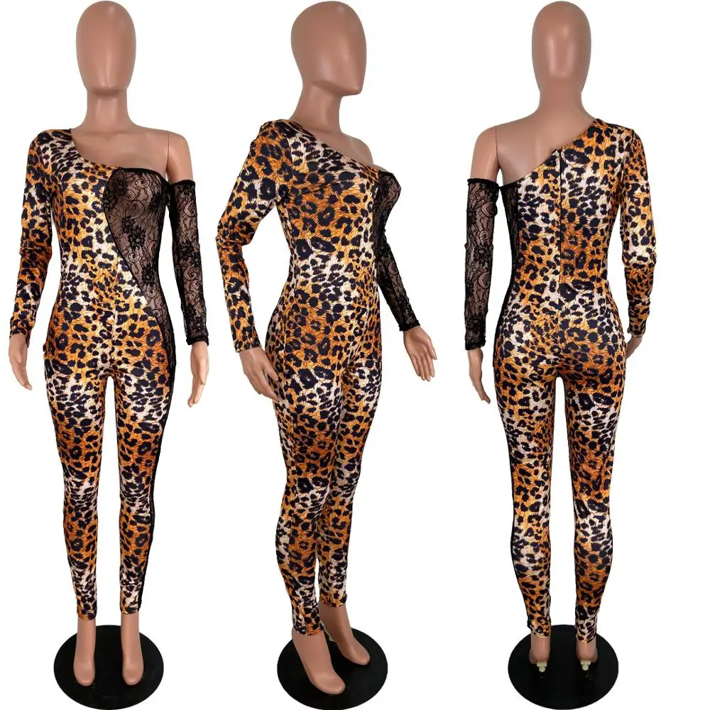 Leopard Lace Patchwork Sexy See Through Jumpsuits Long Sleeve Off One Shoulder Club Rompers Women Plus Size Casual Bodysuit 2019
Leopard Lace Patchwork Sexy See Through Jumpsuits Long Sleeve Off One Shoulder Club Rompers Women Plus Size Casual Bodysuit 2019