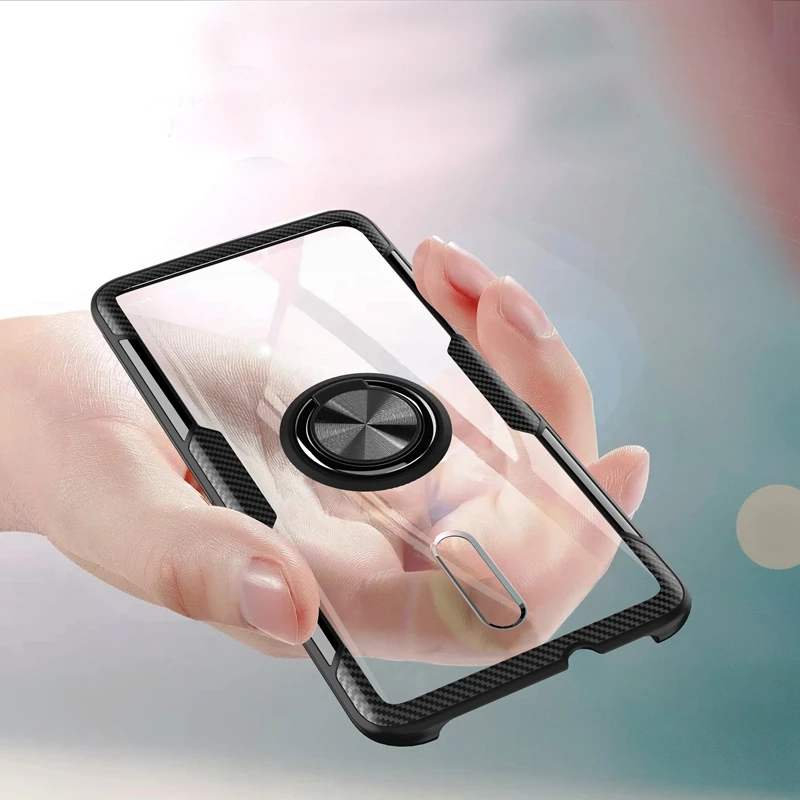 Прозрачный акриловый чехол с кольцом для OPPO Reno магнитный автомобильный