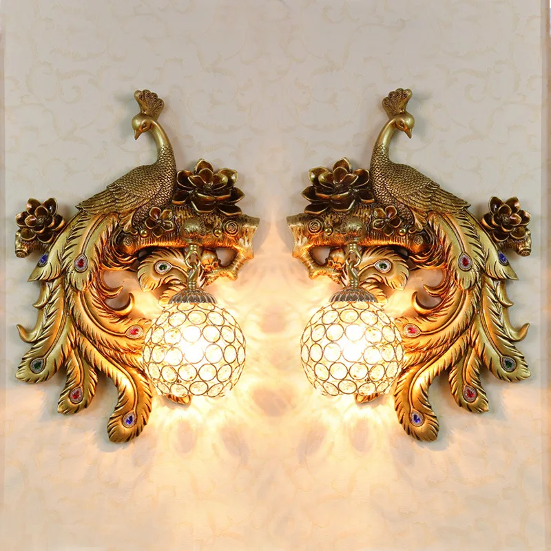 

Modern Resin Wall Lamp for Bedroom Loft Home Decor Lighting Corridor Aisle Living Room Background Wall Light Peacock Wall Sconce