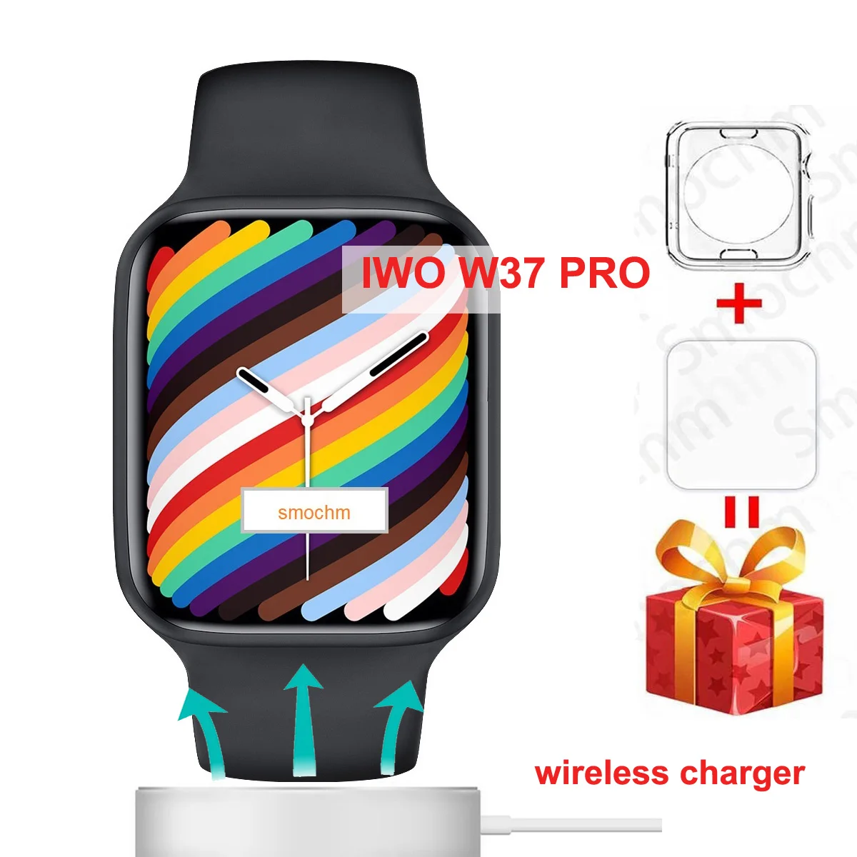 Смарт-часы Smochm IWO W37 W37Pro Series 7 с пульсометром и поддержкой Bluetooth часы мужские