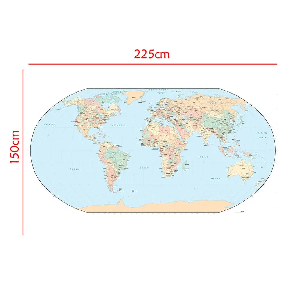 Карта мира Mercator проекция 150x225 см карта без запаха из нетканого материала