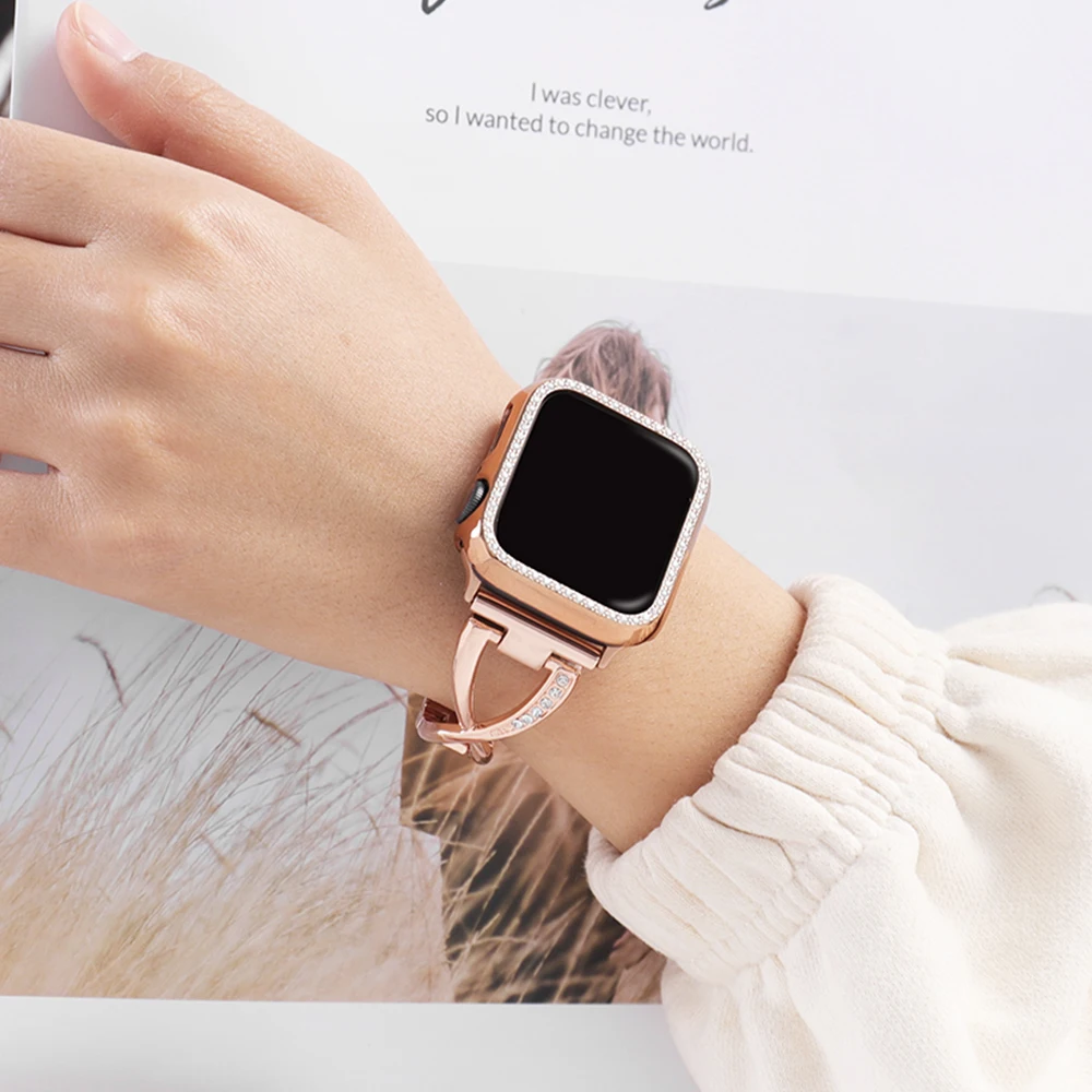 Band + Case Metal Bracel For Apple Watch Series 6 5 4 3 2 1 Strap 42mm 44mm Diamond Ring 38mm 40mm Stainless Steel Strap iwatch
Band + Case Metal Bracel For Apple Watch Series 6 5 4 3 2 1 Strap 42mm 44mm Diamond Ring 38mm 40mm Stainless Steel Strap iwatch