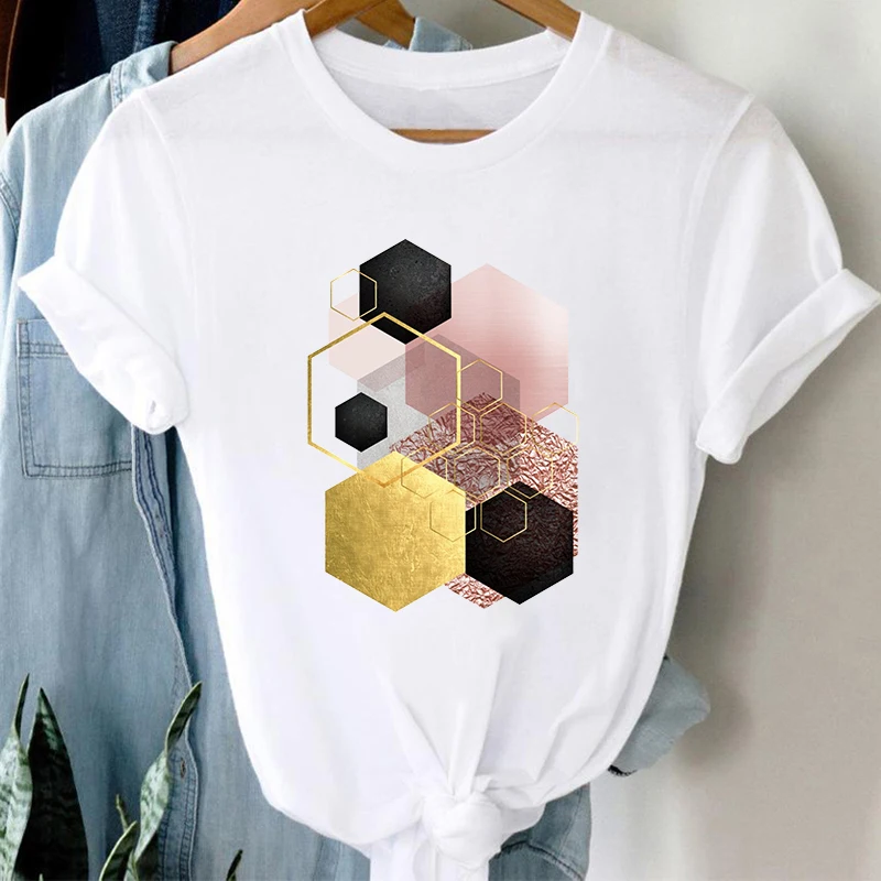 Summer Women T-shirt Geometry Printed Tshirts Casual Tops Tee Harajuku 90s Vintage White Tshirt Female Clothing
Summer Women T-shirt Geometry Printed Tshirts Casual Tops Tee Harajuku 90s Vintage White Tshirt Female Clothing