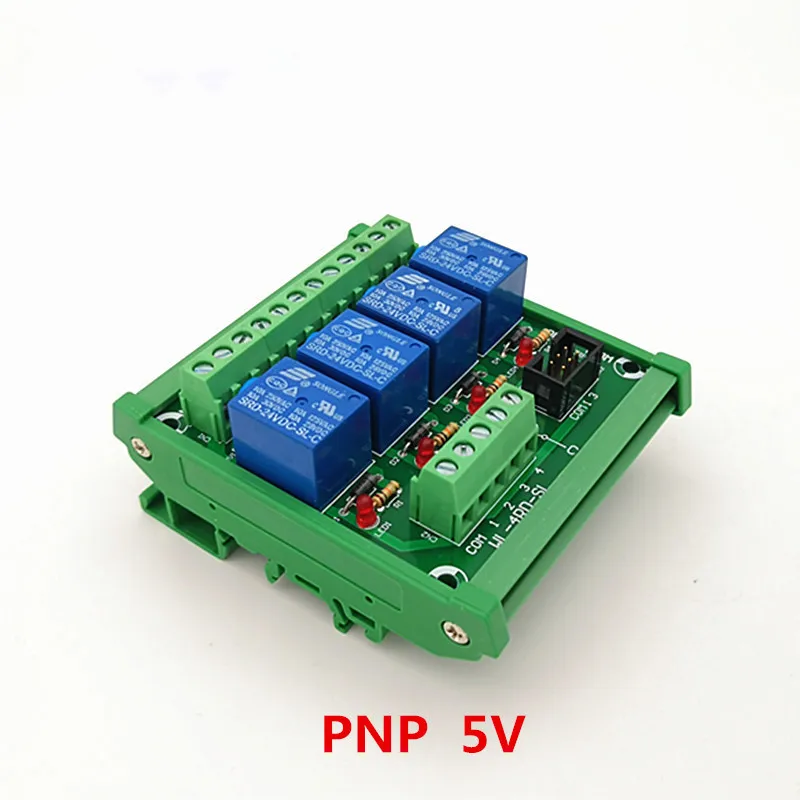 

DIN рейку 4 канала PNPType 5V 10A релейный интерфейс модуль, SONGLE SRD-5VDC-SL-C реле.