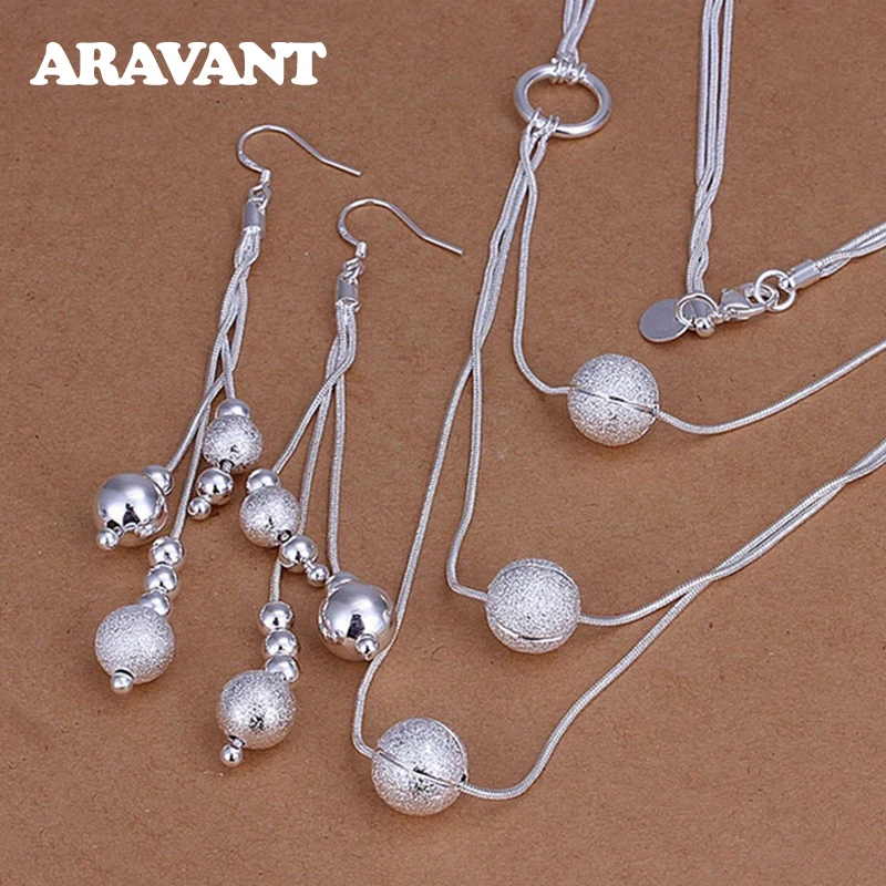 925 Silver Bead Necklace Earring Set For Women Wedding Fashion Jewelry Gifts
925 Silver Bead Necklace Earring Set For Women Wedding Fashion Jewelry Gifts