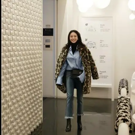 Пушистые леопардовые женские шубы из искусственного меха 2019 6XL 5XL негабаритная