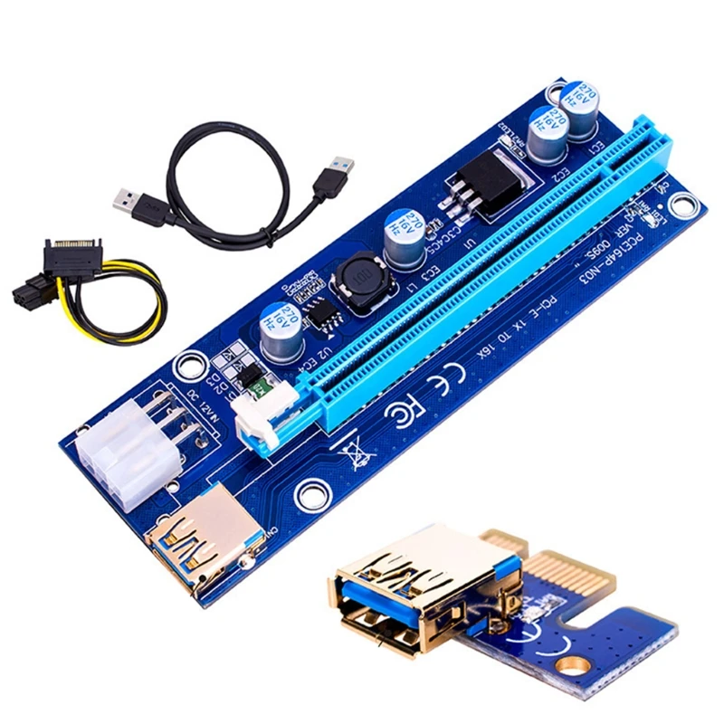 PCI-E PCIE Riser 009 Express 1X 4x 8x 16x Extender Gold USB Riser 009S GPU Dual 6Pin Adapter Card SATA 15pin for BTC Miner 
PCI-E PCIE Riser 009 Express 1X 4x 8x 16x Extender Gold USB Riser 009S GPU Dual 6Pin Adapter Card SATA 15pin for BTC Miner