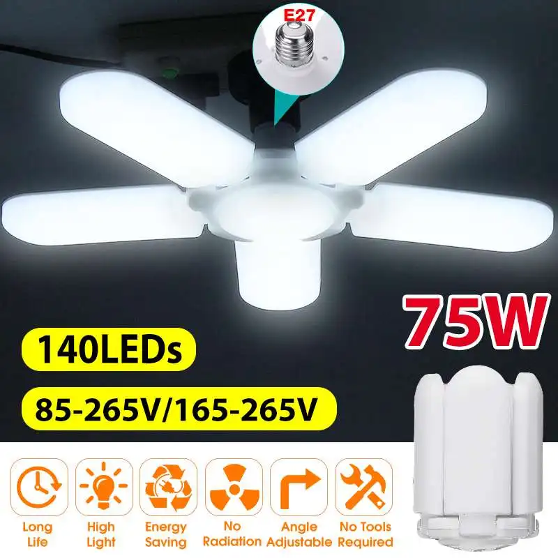 75W E27 Led Lamp Led Bulb Led Industrial Light Bulb AC 85-265V Foldable Fan Blade Light Lighting for Living Room Garage Light 
75W E27 Led Lamp Led Bulb Led Industrial Light Bulb AC 85-265V Foldable Fan Blade Light Lighting for Living Room Garage Light