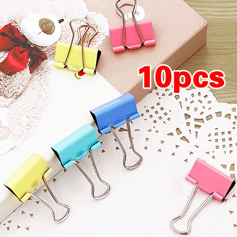 10 pcs/lot Metal Paper Clips 15mm Candy Color Metal Binder Clips Black Grip Clamps Office School Stationery Paper Document Clips
10 pcs/lot Metal Paper Clips 15mm Candy Color Metal Binder Clips Black Grip Clamps Office School Stationery Paper Document Clips