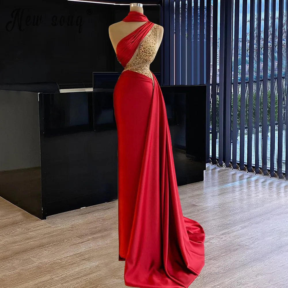 One Shoulder Red Prom Gown Dress Pearls Satin Celebrity Dresses Mermaid Islamic Turkish Homecoming & Graduation Dresses
One Shoulder Red Prom Gown Dress Pearls Satin Celebrity Dresses Mermaid Islamic Turkish Homecoming & Graduation Dresses