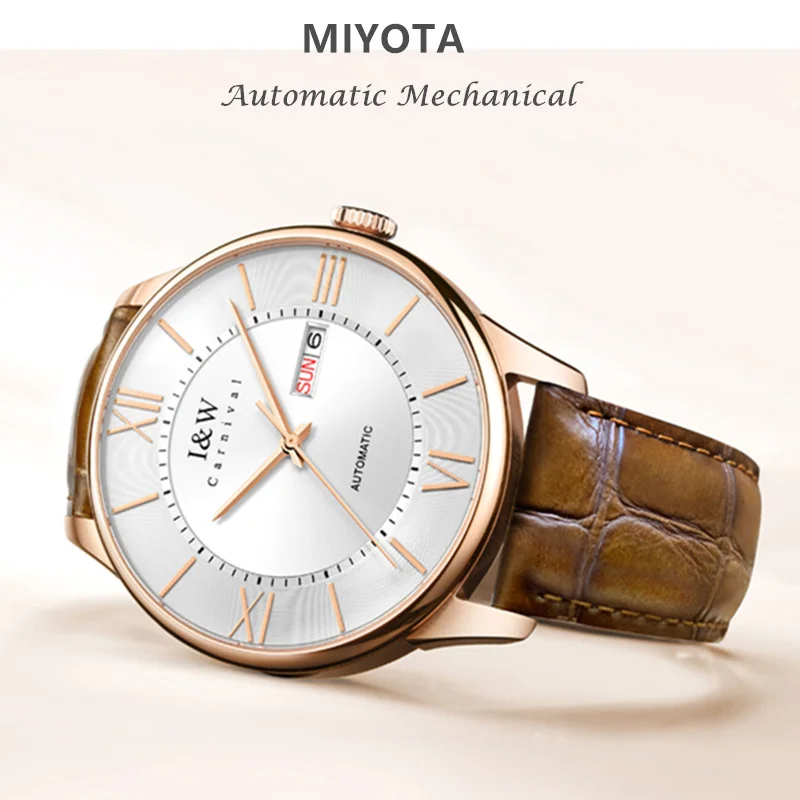 Switzerland Carnival men watch automatic famous brand MIYOTA mechanical watches men genuine leather relogio masculino sapphire 
Switzerland Carnival men watch automatic famous brand MIYOTA mechanical watches men genuine leather relogio masculino sapphire