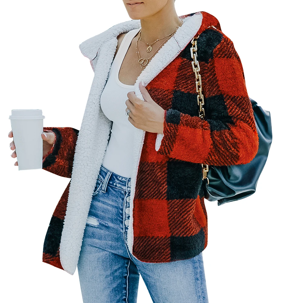 Women Long Sleeve Xmas Hooded Open Stitch Fashion Autumn Plaid Print Cardigan Flannel Hooded Female Elegant Christmas Coats
Women Long Sleeve Xmas Hooded Open Stitch Fashion Autumn Plaid Print Cardigan Flannel Hooded Female Elegant Christmas Coats