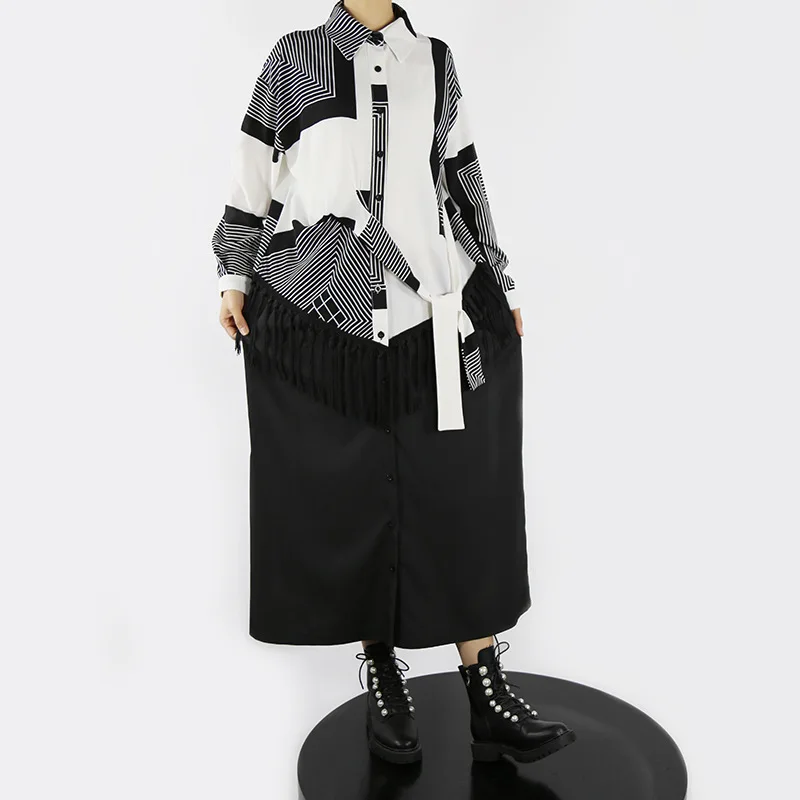 Ladies Long Sleeve Shirt Spring And Autumn New Style Personality Splicing Mature Leisure Temperament Loose Dress
Ladies Long Sleeve Shirt Spring And Autumn New Style Personality Splicing Mature Leisure Temperament Loose Dress