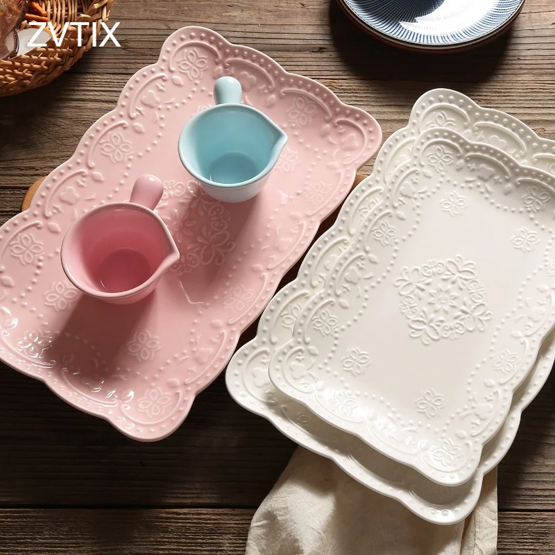 Rectangular European Embossed Ceramic Plates Dinner Breakfast Plates Afternoon Tea Dessert Trays Gifts Tableware Whiteplates New
Rectangular European Embossed Ceramic Plates Dinner Breakfast Plates Afternoon Tea Dessert Trays Gifts Tableware Whiteplates New