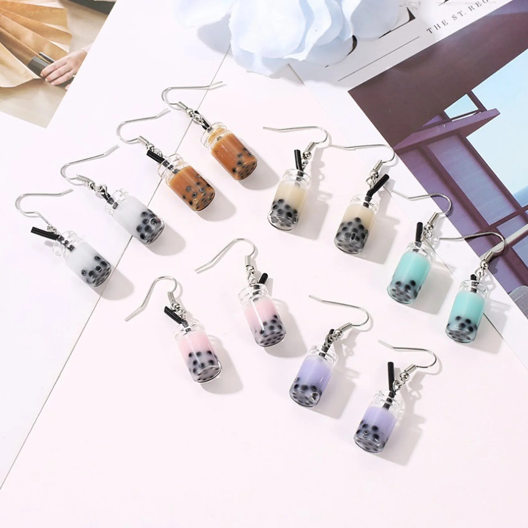 4PCS Funny Lemon Ice Black Tea Pearl Milk Tea Earrings Taiwan Boba Bubble Tea Funny Dangle Earrings, Dark Brown & Pink
4PCS Funny Lemon Ice Black Tea Pearl Milk Tea Earrings Taiwan Boba Bubble Tea Funny Dangle Earrings, Dark Brown & Pink