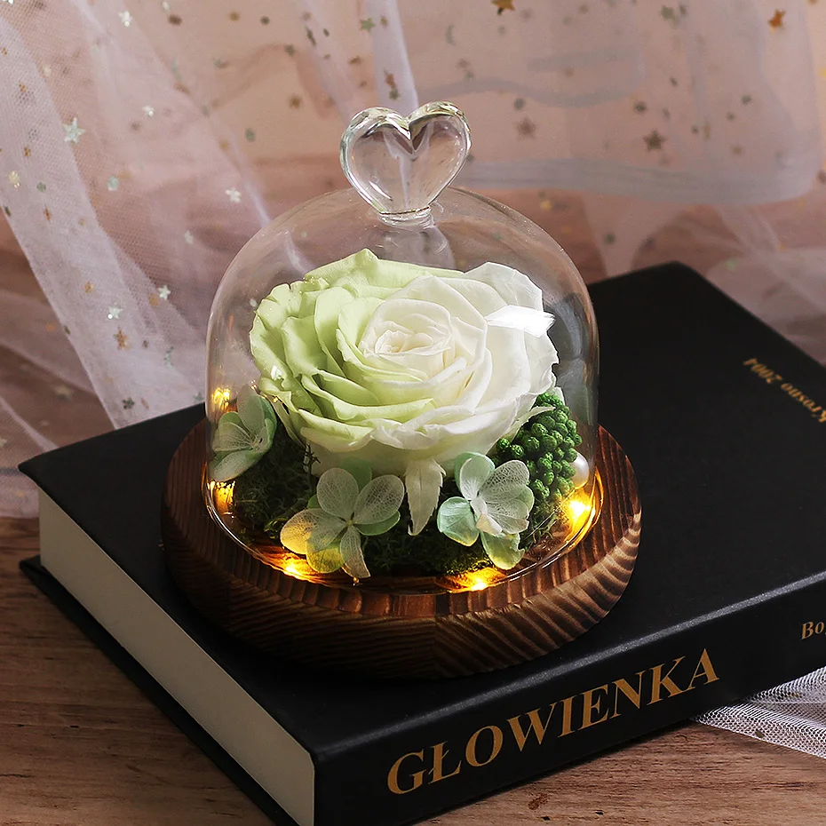 Eternal Exclusive Rose In Glass Dome With Lights Real Beauty and Beast Romantic Valentine's Gifts Christmas' Gift | Дом и сад