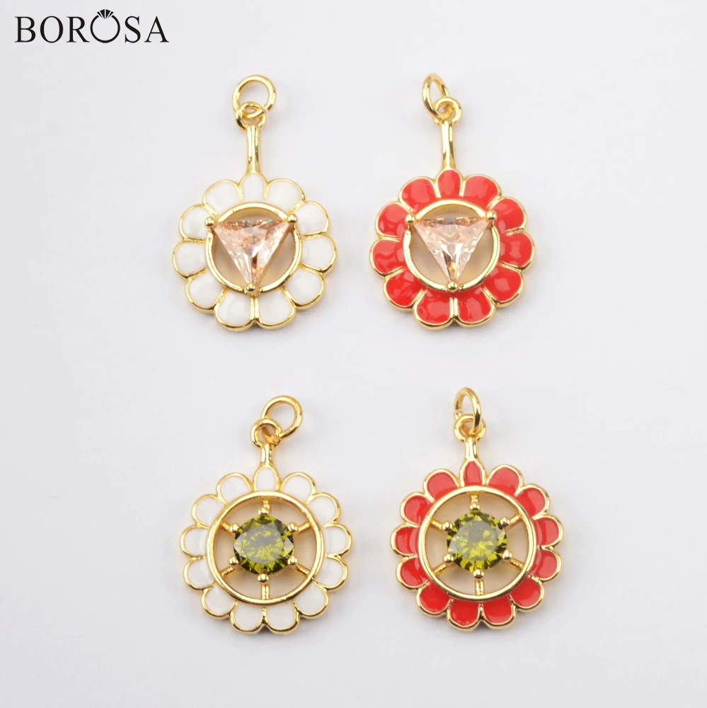 BOROSA Fashion Gold Crystal Necklace Pendant Rainbow Enamel Paint Pave Zircon Pendants Beads for Earrings Jewelry DIY WX1516 
BOROSA Fashion Gold Crystal Necklace Pendant Rainbow Enamel Paint Pave Zircon Pendants Beads for Earrings Jewelry DIY WX1516