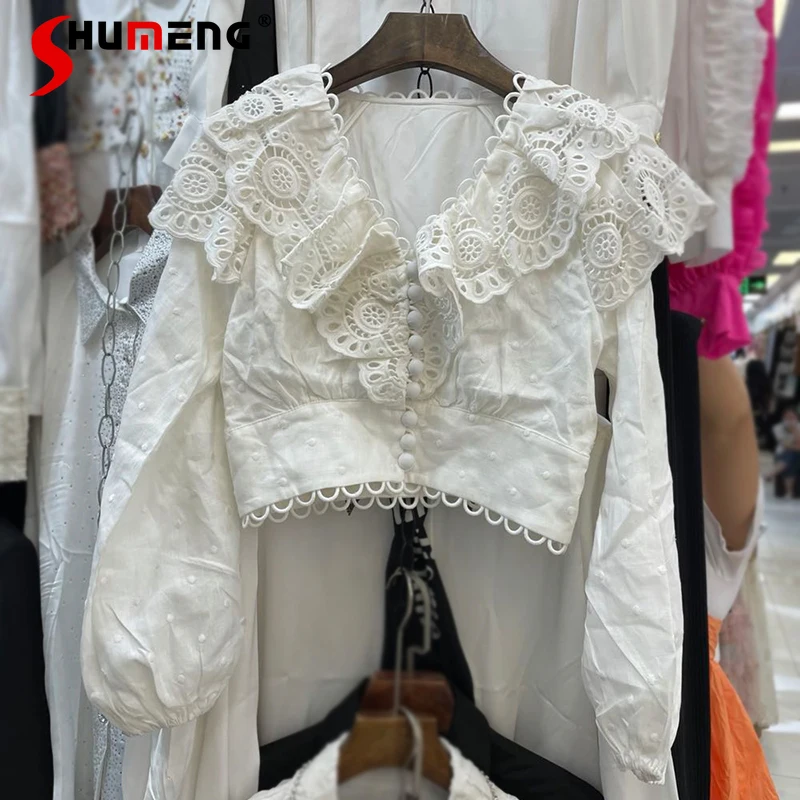 Новинка осени 2021, женская дизайнерская облегающая короткая рубашка с длинным рукавом, женская модная ажурная блузка с вышивкой в горошек, Т...
Новинка осени 2021, женская дизайнерская облегающая короткая рубашка с длинным рукавом, женская модная ажурная блузка с вышивкой в горошек, Т...