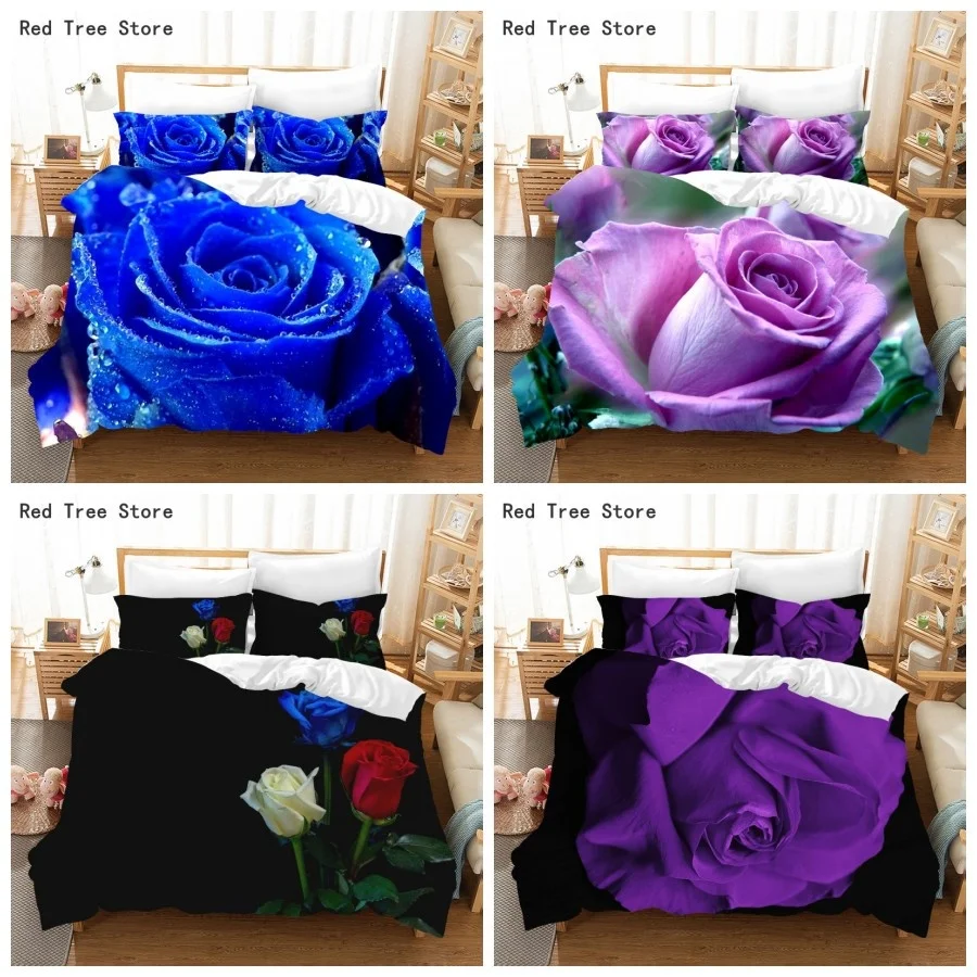 Luxury Blue Purple Rose Printed Bedding Set 3D Flowers Pattern Duvet Cover Bedspread 220x240 King Queen Size for Adult Couples
Luxury Blue Purple Rose Printed Bedding Set 3D Flowers Pattern Duvet Cover Bedspread 220x240 King Queen Size for Adult Couples