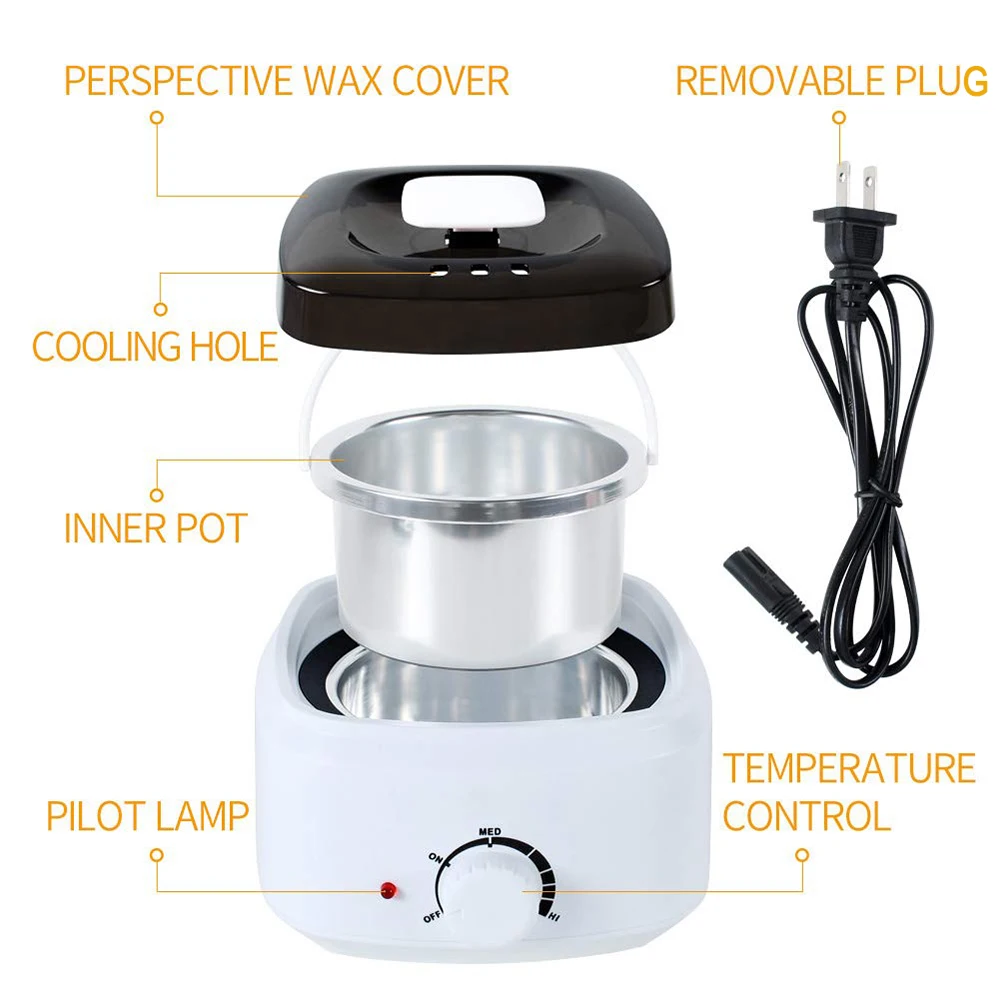 

Wax Warmer Heater Set Hair Removal Wax-melt Machine Waxing Kit 200g Wax Beans Depilatory Paraffin 10 Wood Sticks Calentador