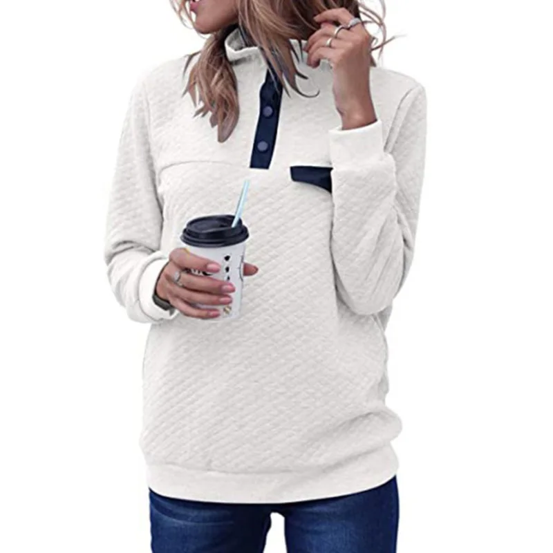 Casual Standing Collar Loose Sweatshirt Button Office Wear Hoodie Women Formal Poleron Solid Color Winter Hoodie Single Breasted
Casual Standing Collar Loose Sweatshirt Button Office Wear Hoodie Women Formal Poleron Solid Color Winter Hoodie Single Breasted