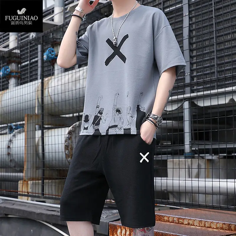 2020 Summer short sleeve suit men's Korean student loose fit men's short sleeve T-shirt shorts summer youth sports suit 11401
2020 Summer short sleeve suit men's Korean student loose fit men's short sleeve T-shirt shorts summer youth sports suit 11401